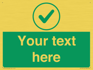 Custom green background, green tick in circle sign